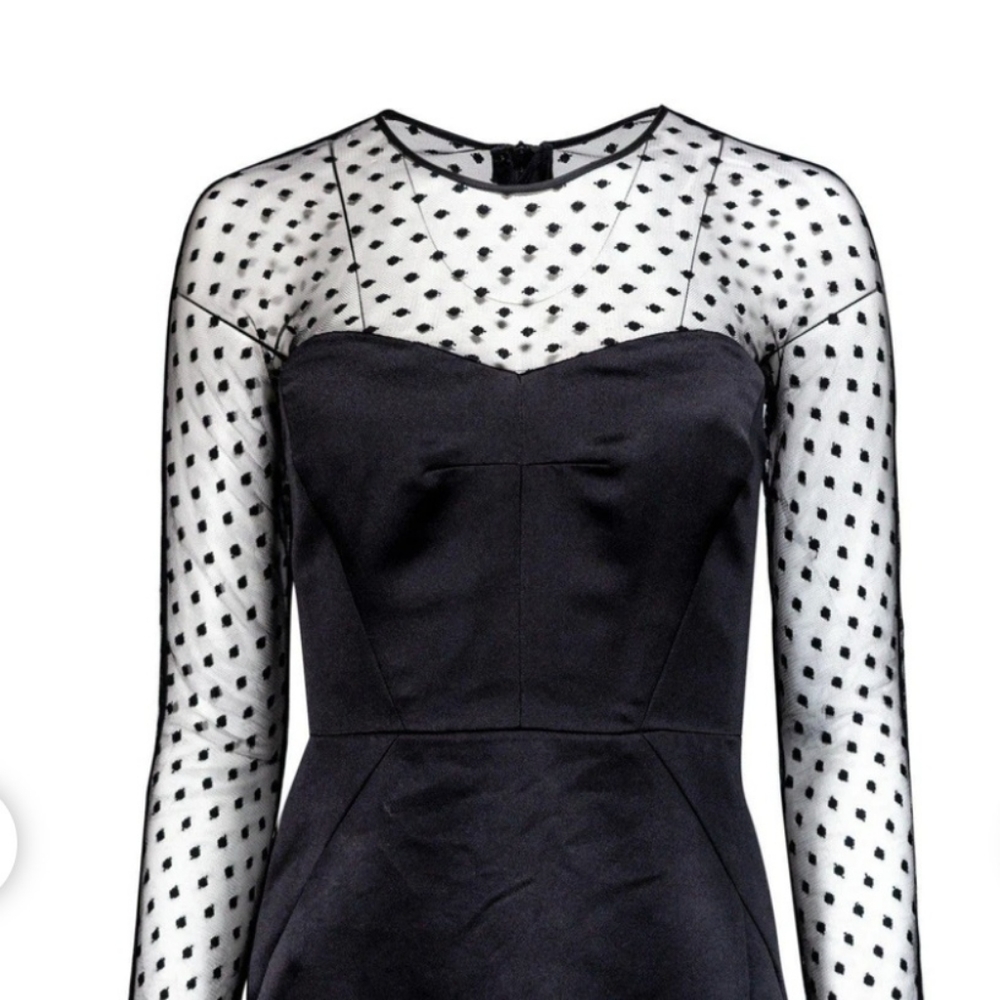 Milly Black Dress With Illusion Sleeves